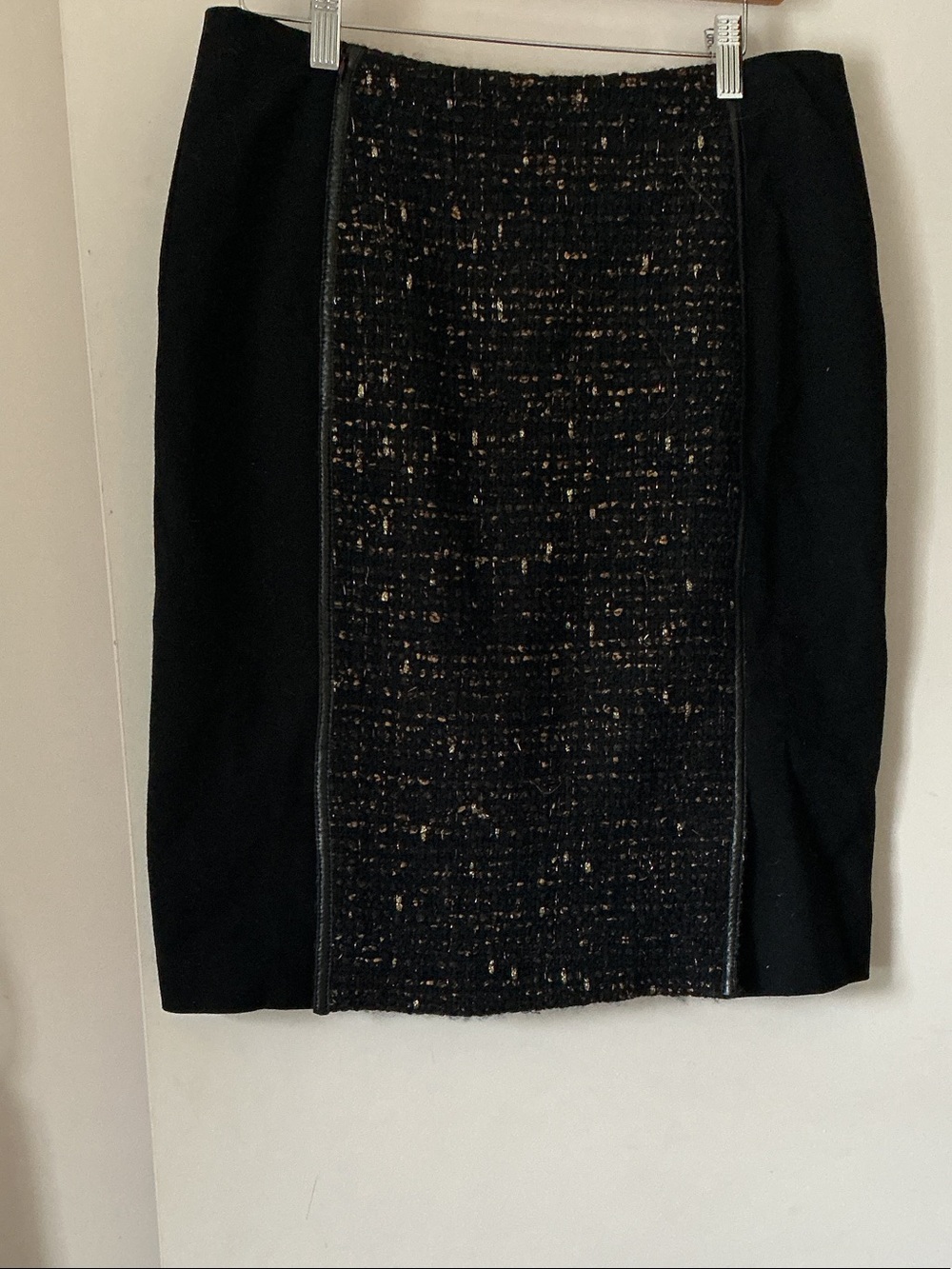 LAFAYETTE 148 New York Black Tweed Panel Pencil Skirt